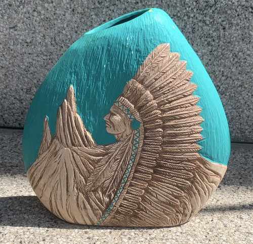 Keramikvase türkis beige mit - keramikvase,
