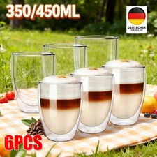 6 Stück Doppelwandgläser Latte Gläser doppelwandig 350ml/450ml Cappuccino Tassen
