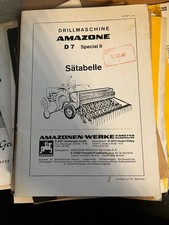 Betriebsanleitung Amazone Drillmaschine D7  SPEZIAL II  Sätabelle Gebraucht