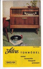 SILVA - TONMÖBEL 1963: Musikschränke, Vitrinen, Fernsehuntersätze, far. Prospekt