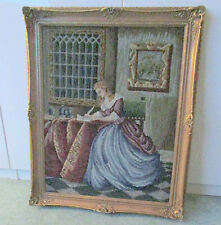 **Gobelin Bild**Stickerei mit Holz-Barockrahmen~Handarbeit Petit Point~73x60cm 