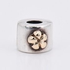 Retired Pandora 790140 Clip Spacer Goldene Blume Gelbgold 585 & Silber 925 ALE