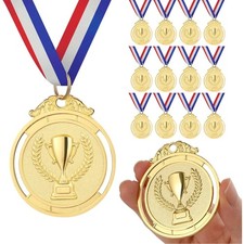 Medaille für Kinder - 12 Stück Goldene Sieger-Medaillen für Geburtstagsfeiern