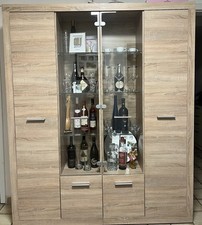 Vitrine Wohnzimmerschrank Mehrzweckschrank Schrank Highboard Eiche 105x42x190