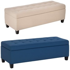 HOMCOM Sitzbank Polsterbank mit Stauraum, Bettbank mit Deckel, Leinenoptik