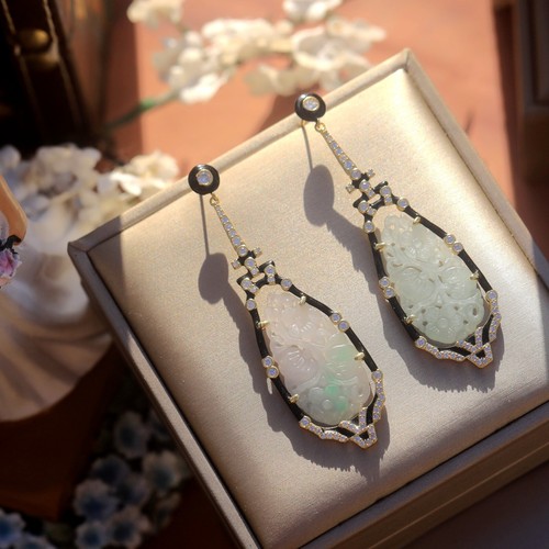 Ohrringe stecker gold jade - stecker,