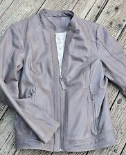 GARDEN ROMANTIC DAMEN LEDERJACKE, BIKER GRÖẞE:40 TAUPE 1A ZUSTAND