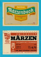 2x Bierflaschenetiketten Märzen-Bockbier, DDR - Zwickau/Sa.