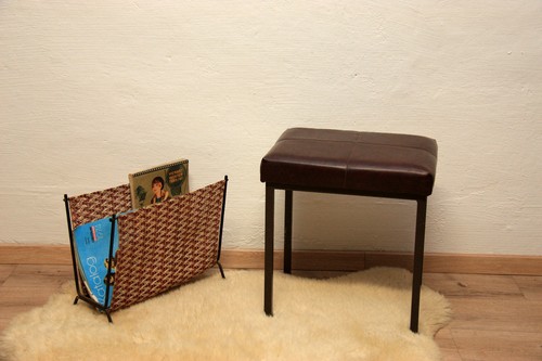 Kleiner vintage lederhocker - kleiner,
