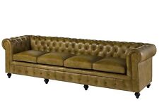 Sofa 4-Sitzer Echtleder 274x82x75 grün CHESTERFIELD #304