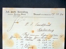BISMARK/Altmark 1894, Rechnung JOH.FRIEDR. KREYENBERG