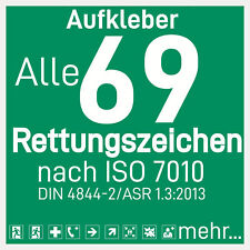 Rettungszeichen Aufkleber 50mm 2St ISO 7010 DIN 4844 2 ASR 1 3 E001 bis E070