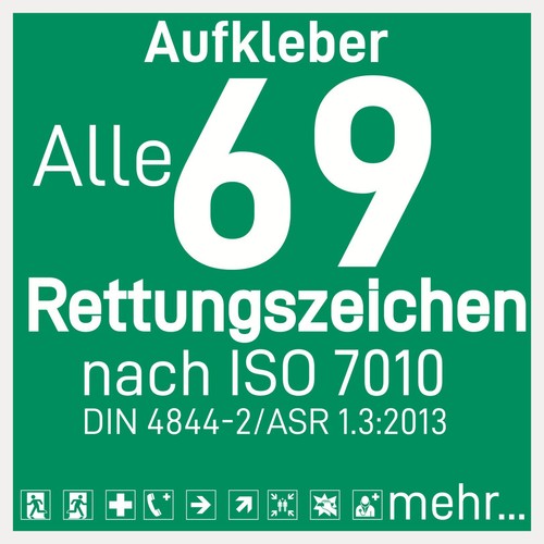 Rettungszeichen aufkleber 50mm - rettungszeichen,