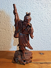 Chinesischer Fischer Holz ältere Holzschnitzerei  China  22 cm