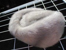 Vintage Damen Pelzmütze Hut Echtfellmütze Mütze natur silber ca 56cm, Nerz