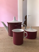 Rosenthal Secunda Purpur Teekanne,  Zuckerdose u. Milchkännchen 