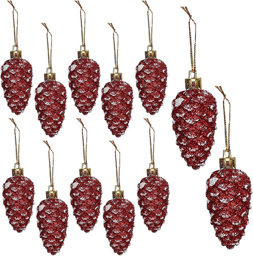 12pcs christbaumschmuck zapfen - 12pcs,