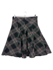 CORA KEMPERMAN Faltenrock Damen 40/L Schwarz Kariert Klassisch Midirock Wolle