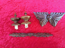 4 alte Holz-Zierteile von einer Regulator Uhr