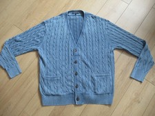 HILFIGER - tolle Weste mit Zopfmuster - stahlblau - Baumwolle - Gr. XL - neu !