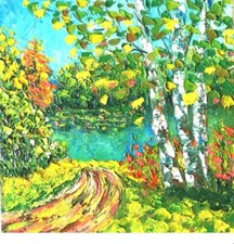 Birch oil painting - ,, original