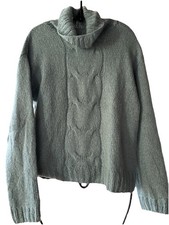 ZOPF-Pullover, Pulli, LANA GROSSA „Bingo“, handgestrickt, seegrün, Gr.38/40