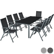 8+1 Sitzgruppe Aluminium Garten Möbel Tisch Stuhl Essgruppe Gartenset Klappbar