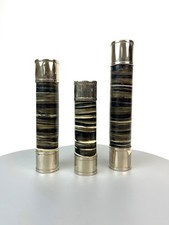 EINZIGARTIGES 3ER SET HANDGEFERTIGTE MID CENTURY HORN SILBER TELLER DESIGN VASEN AIREDELSUR