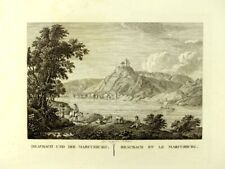   BRAUBACH UND DIE MARKSBURG   Orig. Kupferstich von  Roux  ca. 1826