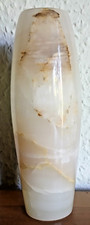 Vase - Onyx Marmor - Natur Stein - Blumenvase Ellipsen-Form H ca. 19 cm 907 gr.