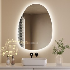 Badspiegel mit LED Beleuchtung Touch+Beschlagfrei+Bluetooth+Uhr,LED Wandspiegel