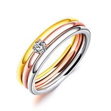 Dreiering Damen Triple Ring Edelstahl rosegold Silber Tricolor Dreierring