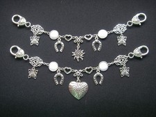 Damen Charivari Kette Weiß Herz oder Edelweiß  Oktoberfest Trachtenschmuck Wasen