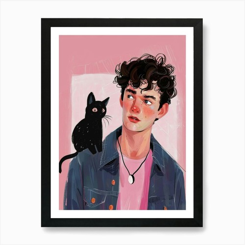Schwarze katze kunstdruck - schwarze,