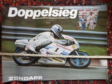 Poster Plakat Zündapp Krauser 80, Doppelsieg Motorrad-WM 1984 Salzburg und Rijek