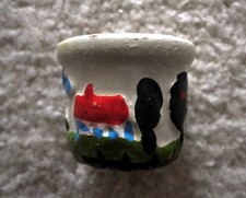 Kleiner Übertopf Blumentopf weiß mit Landschafts-Motiv bunt