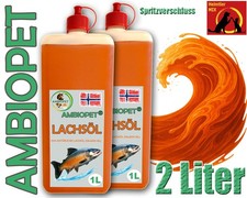 Ambiopet Premium Lachsöl  2x 1L Flasche Fisch-Öl Hund Pferd Katze BARF Omega 3 