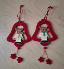 Weihnachtlicher Baumbehang, Fensterdeko Elch aus Filz und bemaltem Holz, 2 Stück