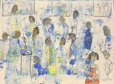 Menschen in der Galerie Acrylbild 30x40 cm Original Kunstmuellerei Düsseldorf