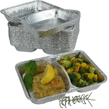 100 Aluschalen | Aluminium Assiette | Alumenüschale | 2-geteilt | flach