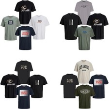 Jack Jones Herren T-Shirt 4er Pack O-Neck Tee Rundhals Marken Männer Tee Shirt T