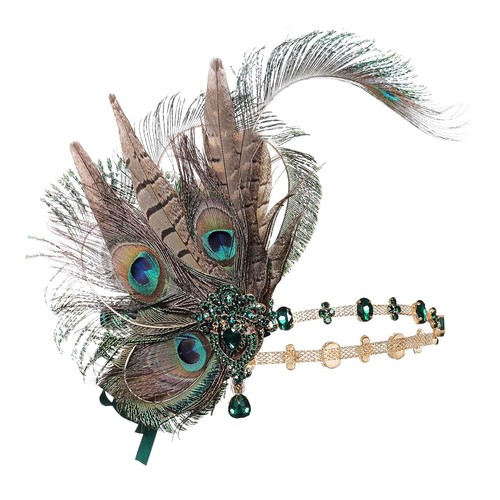 Stirnband pfau feder - feder, strass