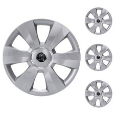 4x ORIGINAL Skoda Radkappe 15 Zoll DENTRO Silber FABIA III RAPID 6V0071455