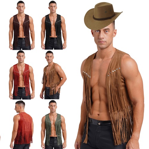 Herren cowboy weste fransen - cowboy,
