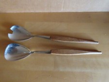 Vorlegebesteck Salatbesteck heller HolzGriff Löffel u. Gabel ca. 27 cm lang Fiss