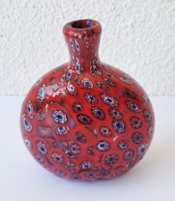 Schöne Millefiori Schnupftabak Flasche in rot - blauem Glas - Murano um 1950/60