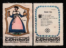 Reklamemarken 2x EBERHARDT Enzianbrennerei, München (Markenpaar)