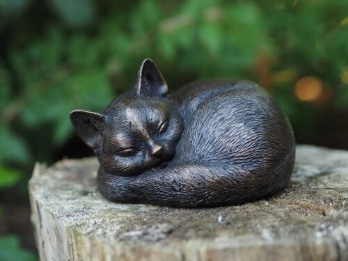 Bronzefigur schlafende katze - schlafende,