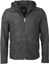 Maze Herren Lederjacke Baton Mit Kapuze Bikerstyle 100% Leder anthrazit GrXL-NEU