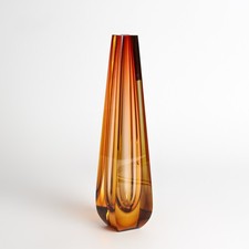 Glas Vase EXBOR Czech art glass Sommerso Pavel Hlava 1960-70 Orange dekorativ